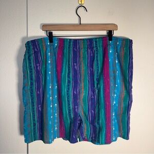 VINTAGE MTO SURF Vibrant Beach Swim Trunks Plus Size- Teal & Pink 2X